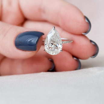 4.5 CT Pear Cut Hidden Halo Style  Moissanite Engagement Ring 2