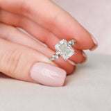 3.5 CT Radiant Cut Cluster Style Moissanite Engagement Ring 1