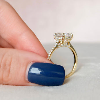 2.5 CT Cushion Hidden Halo & Pave Setting Moissanite Engagement Ring 4