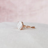 5.0 CT Oval Cut Twig Pave Style Moissanite Engagement Ring 3