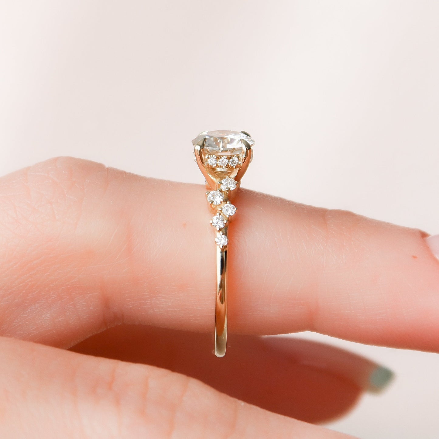 1.0 CT Round Cut Pave Moissanite Engagement Ring 3