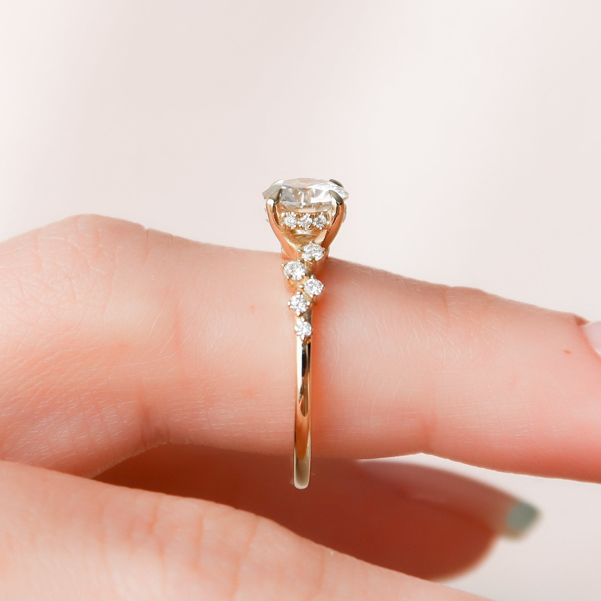 1.0 CT Round Cut Pave Moissanite Engagement Ring 3
