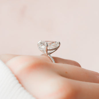 4.5 CT Pear Cut Hidden Halo Style  Moissanite Engagement Ring 9