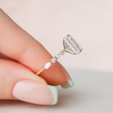 3.0 CT Emerald Hidden Halo Setting Moissanite Engagement Ring 7