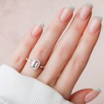 3.0 CT Emerald Hidden Halo Setting Moissanite Engagement Ring 1