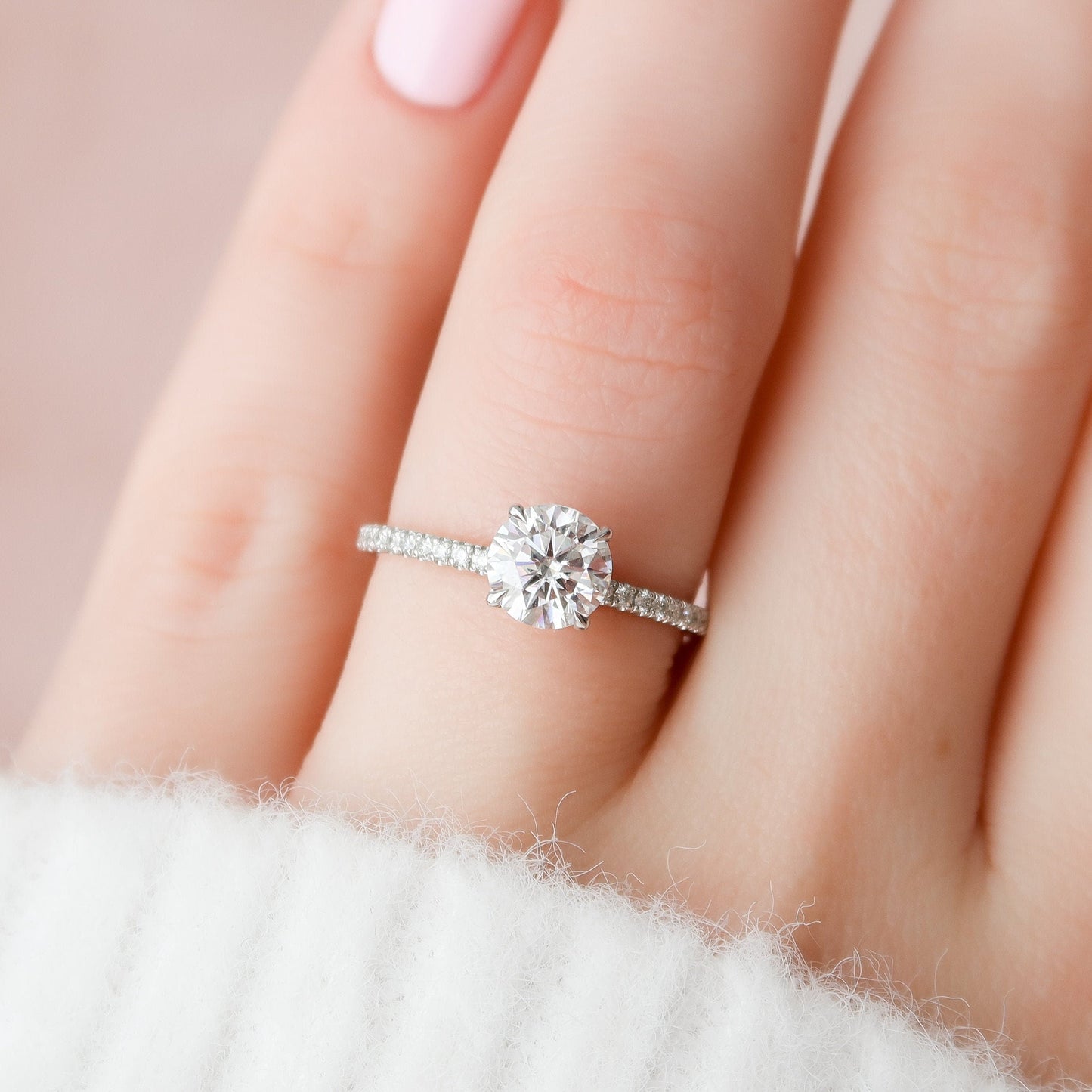 
                  
                    1.0 CT Round Hidden Halo & Pave Setting Moissanite Engagement Ring
                  
                