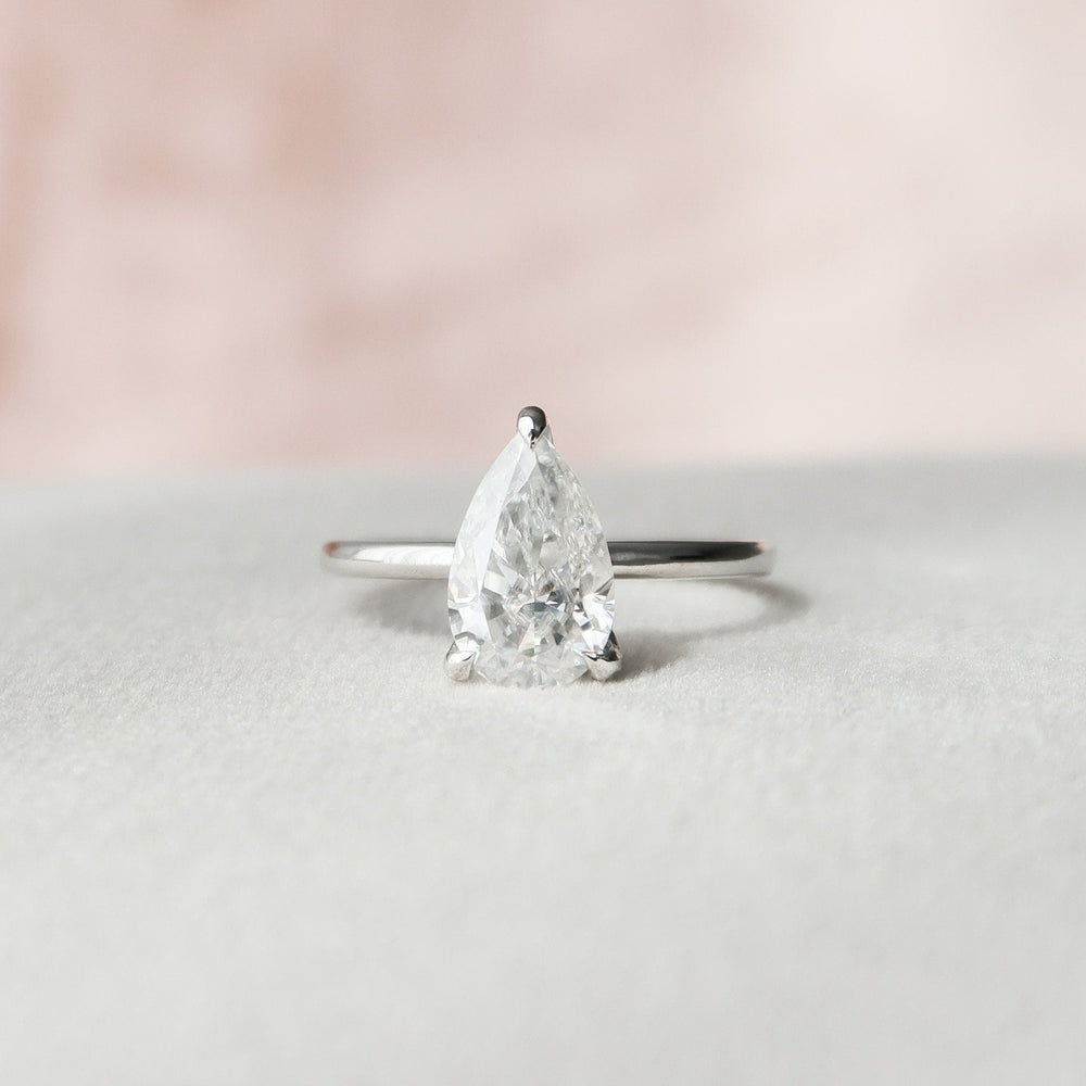 1.50 CT Pear Solitaire Moissanite Engagement Ring 2