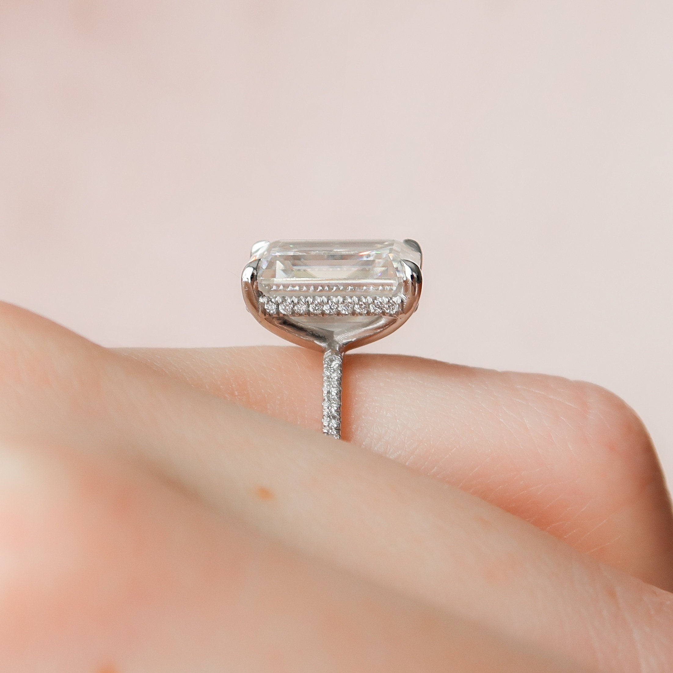 5.0 CT Emerald Pave Setting Moissanite Engagement Ring 5