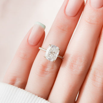 4.50 CT Cushion Pave & Hidden Halo Style Moissanite Engagement Ring 4
