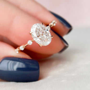 2.0 CT Oval Cut Dainty Pave Moissanite Engagement Ring 5