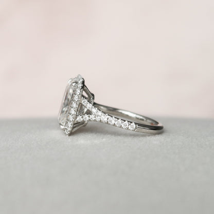 5.50 CT Radiant Halo & Pave Split Shank Moissanite Engagement Ring 3