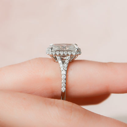 5.50 CT Radiant Halo & Pave Split Shank Moissanite Engagement Ring 9