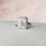 5.50 CT Radiant Halo & Pave Split Shank Moissanite Engagement Ring 7