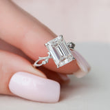4.0 CT Emerald Twig Pave Setting Moissanite Engagement Ring 2