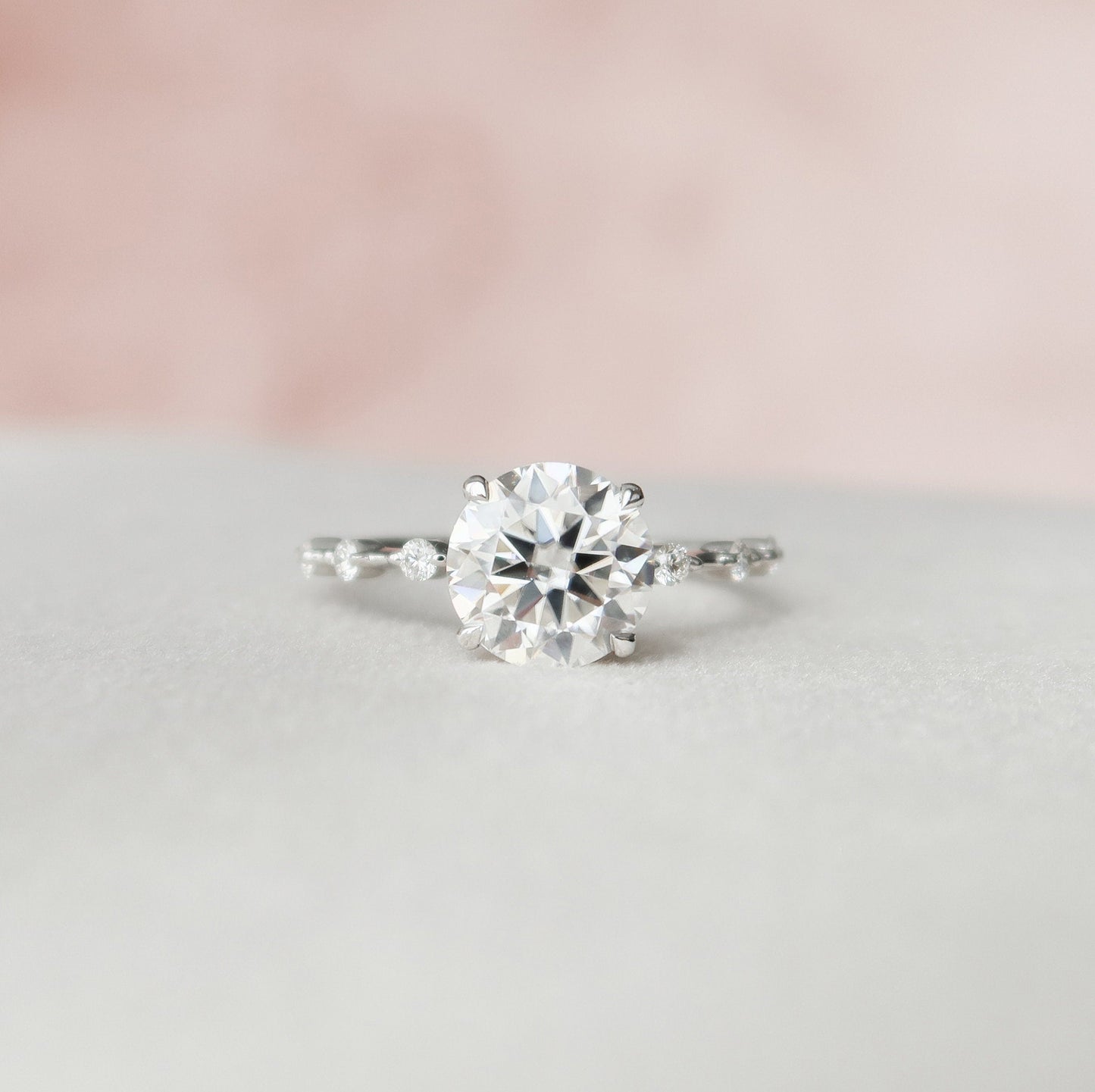 2.0 CT Round Dainty Pave Moissanite Engagement Ring 2