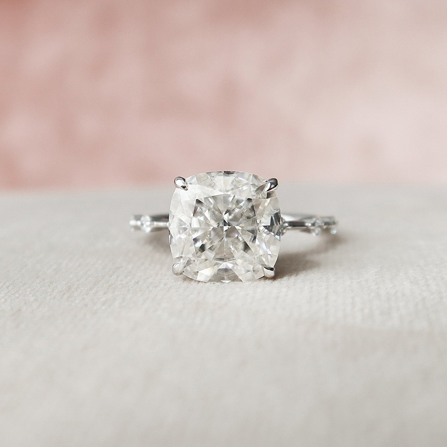 
                  
                    5.0 CT Cushion Dainty Pave Setting Moissanite Engagement Ring 7
                  
                