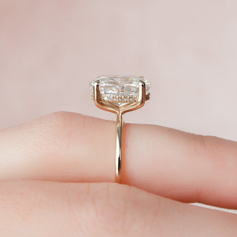 3.5 CT Oval Cut Solitaire Hidden Halo Moissanite Engagement Ring 4