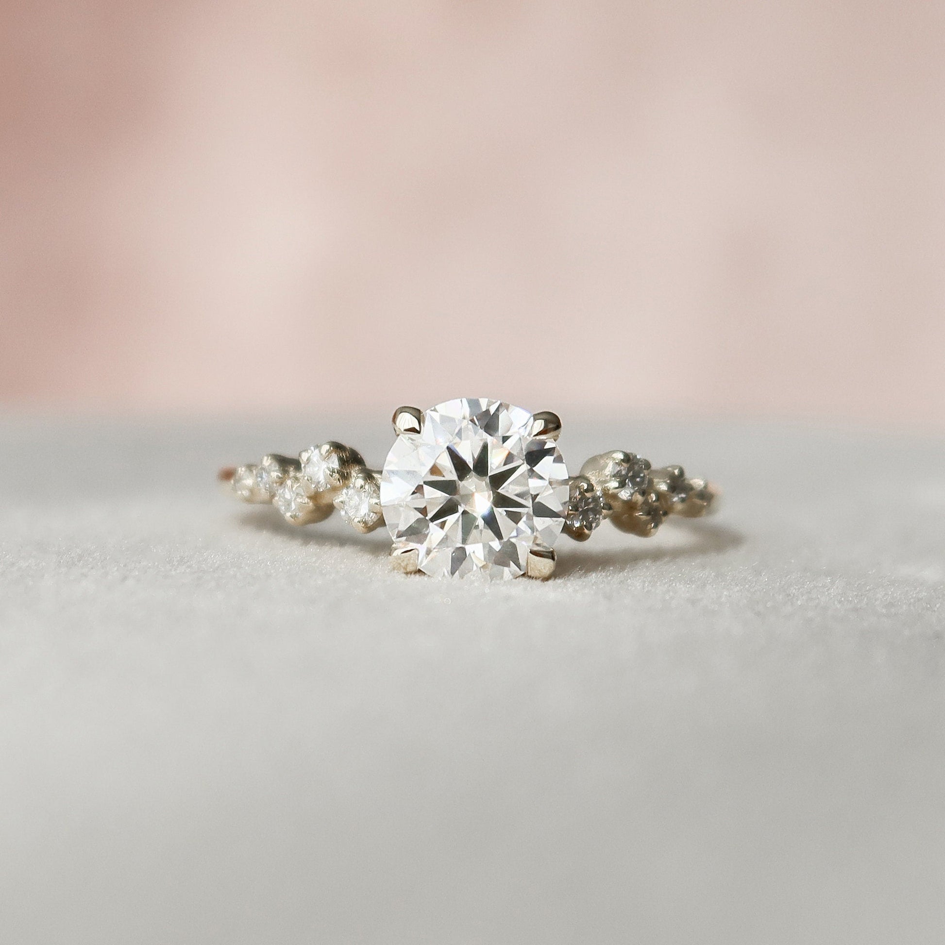 1.0 CT Round Cut Pave Moissanite Engagement Ring 5