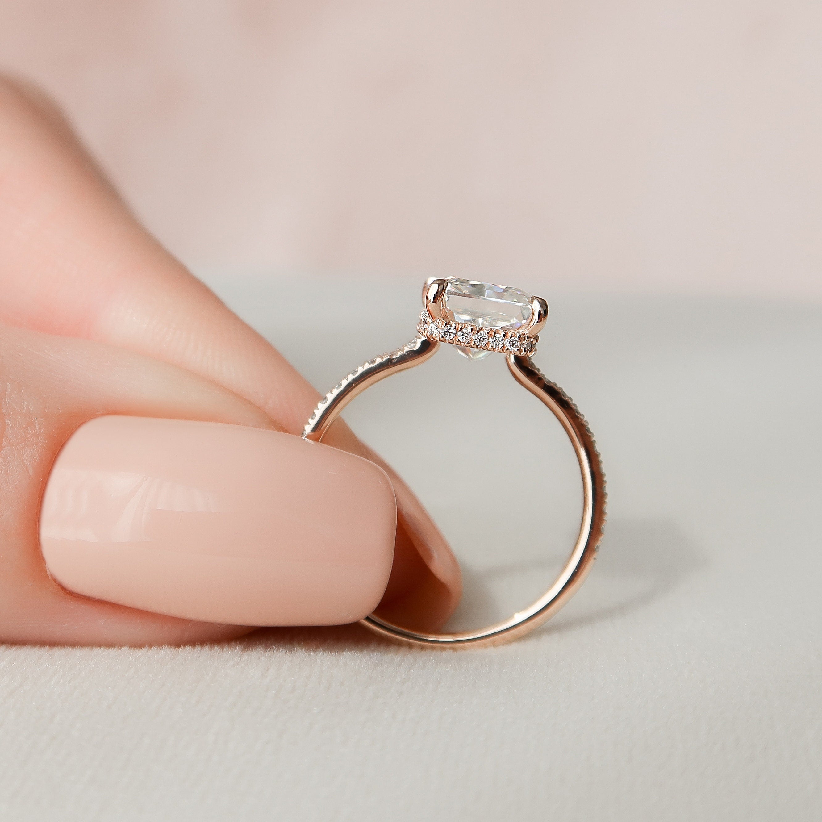 3.0 CT Radiant Pave Hidden Halo Moissanite Engagement Ring 4