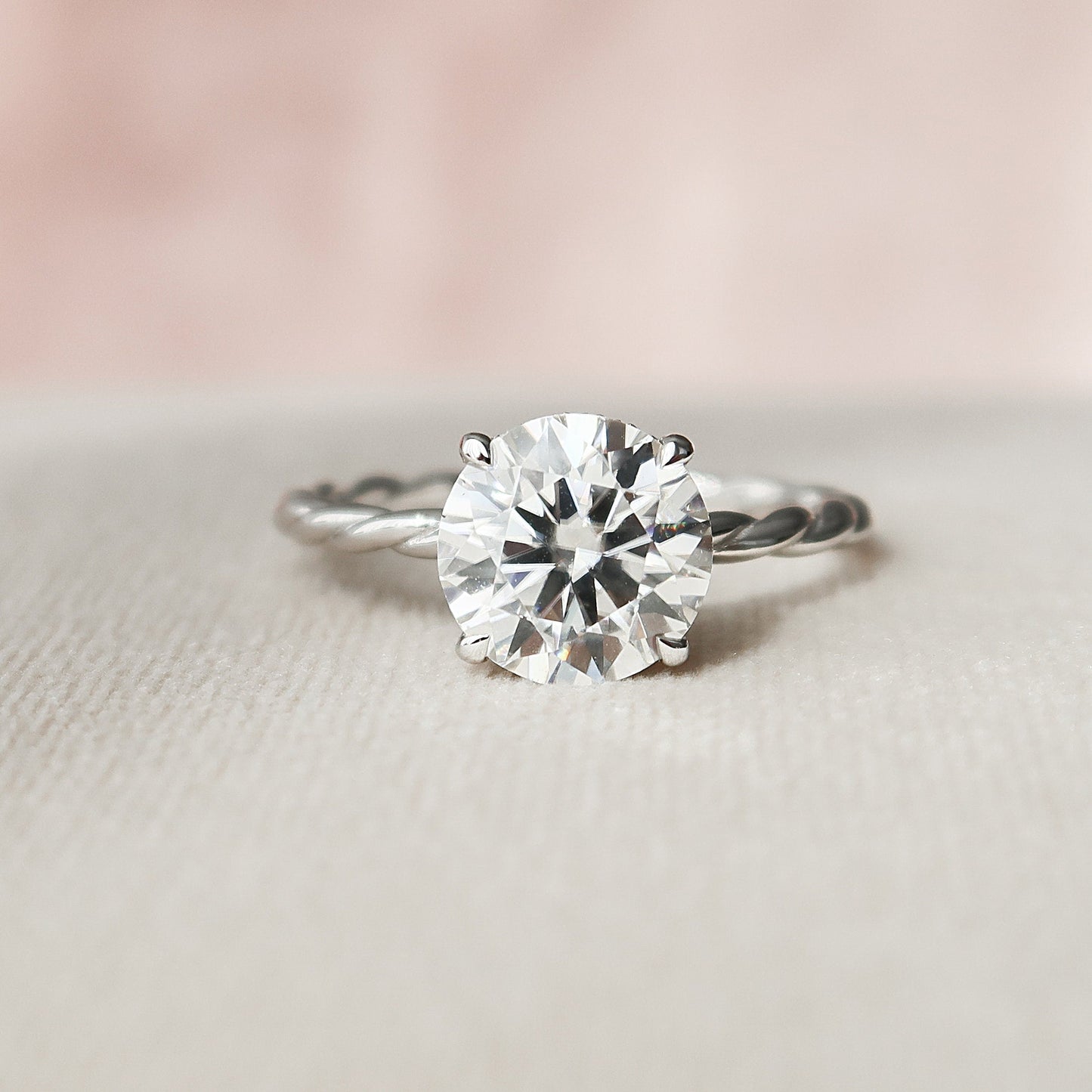 
                  
                    2.5 CT Round Cut Solitaire & Twisted Band Moissanite Engagement Ring 7
                  
                