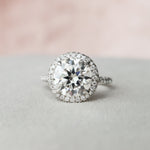 3.5 CT Round Halo & Pave Style Moissanite Engagement Ring 8