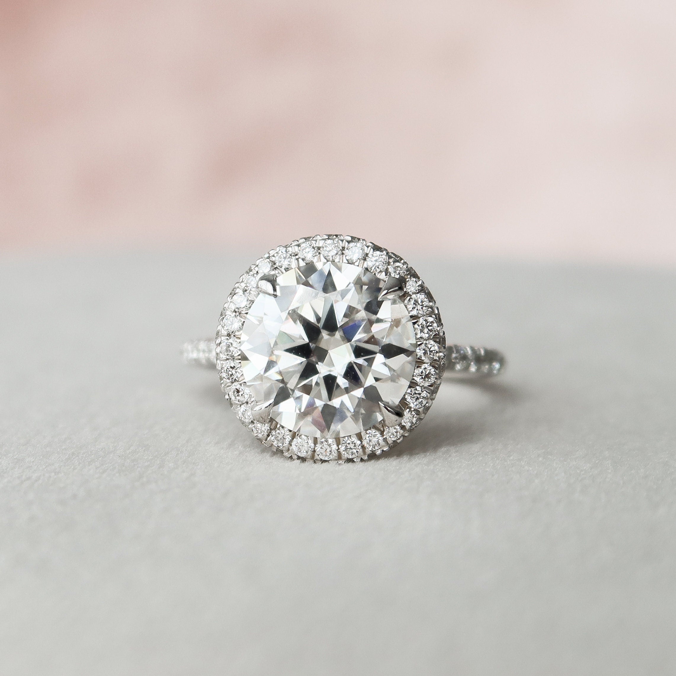 3.5 CT Round Halo & Pave Style Moissanite Engagement Ring 8