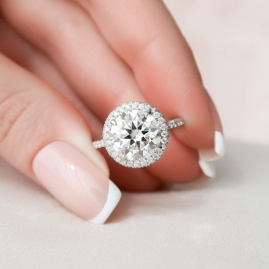 3.5 CT Round Halo & Pave Style Moissanite Engagement Ring 2