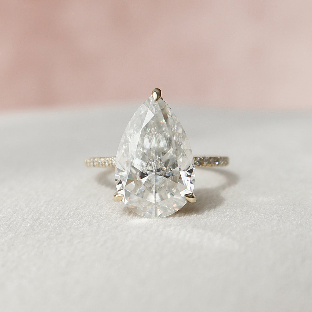 4.5 CT Pear Cut Solitaire & Pave Setting Moissanite Engagement Ring 2