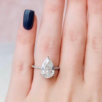 4.5 CT Pear Cut Hidden Halo Style  Moissanite Engagement Ring 6