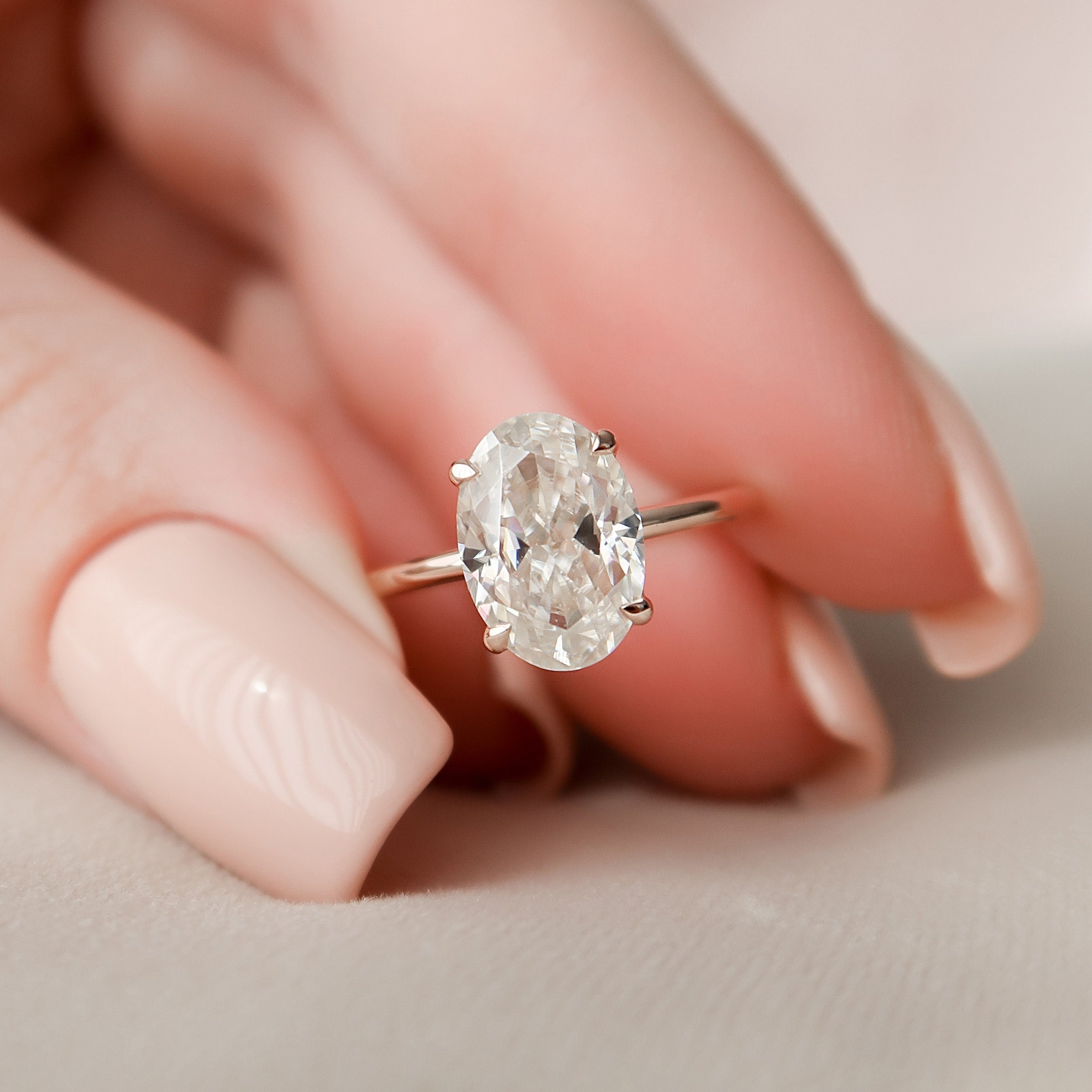 2.0 CT Oval Hidden Halo Moissanite Engagement Ring 2