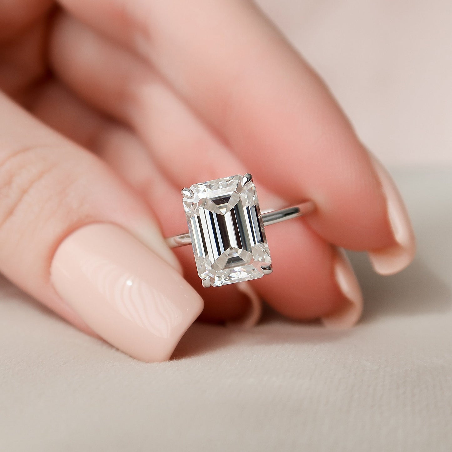 
                  
                    5.0 CT Emerald Cut Solitaire Style Moissanite Engagement Ring 1
                  
                