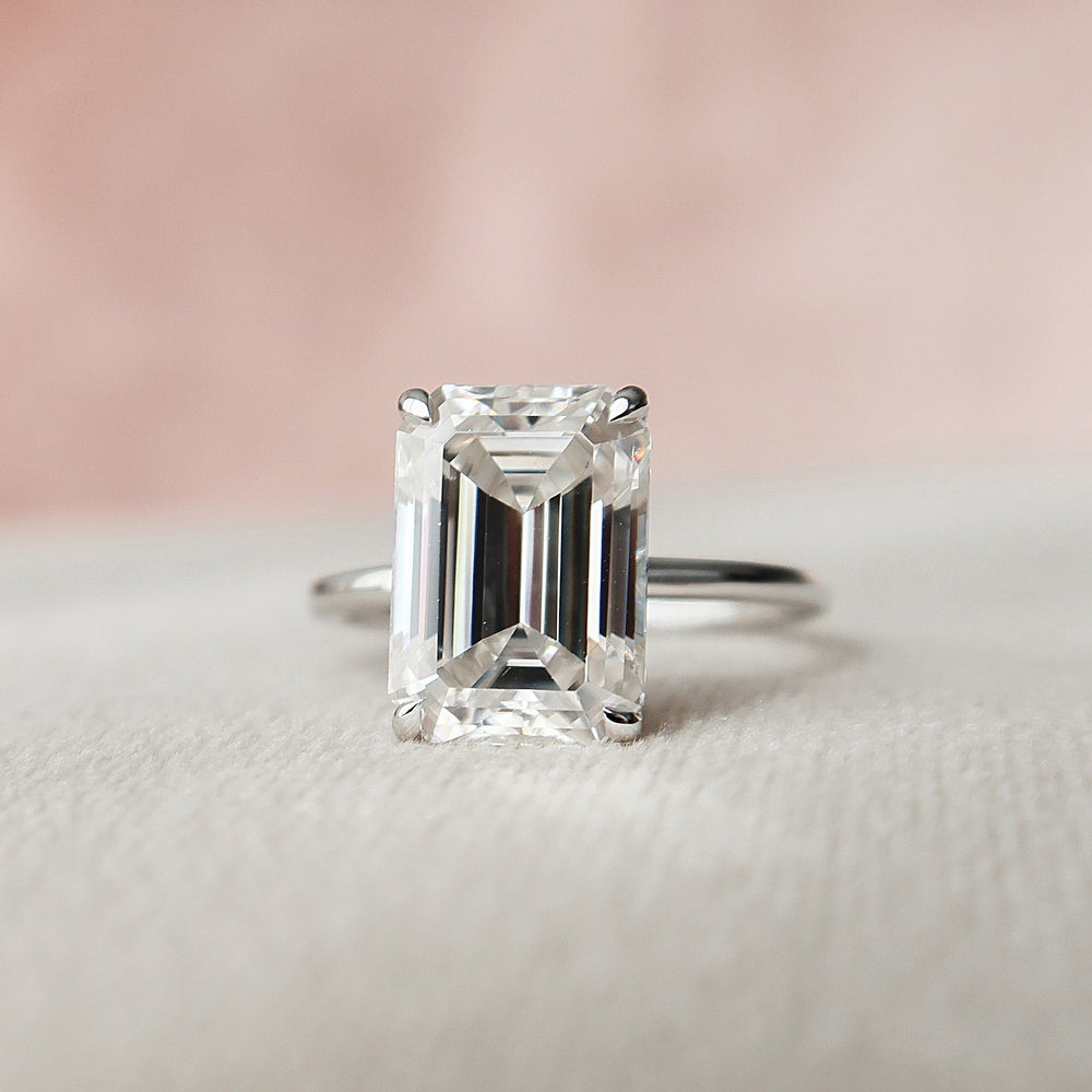 5.0 CT Emerald Cut Solitaire Style Moissanite Engagement Ring 2