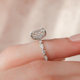 3.0 CT Emerald Hidden Halo Setting Moissanite Engagement Ring 10