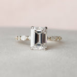 3.0 CT Emerald Hidden Halo Setting Moissanite Engagement Ring 3