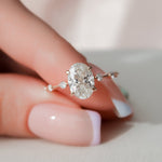 1.5 CT Oval Cut Dainty Pave Moissanite Engagement Ring 6