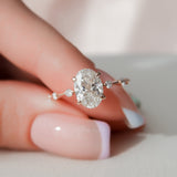 1.5 CT Oval Cut Dainty Pave Moissanite Engagement Ring 6