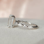 3.0 CT Emerald Hidden Halo Setting Moissanite Engagement Ring 8