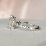 3.0 CT Emerald Hidden Halo Setting Moissanite Engagement Ring 8