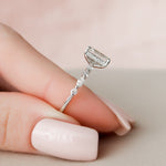 2.0 Emerald Hidden Halo & Pave Setting Moissanite Engagement Ring 8