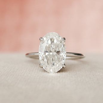 3.5 CT Oval Cut Solitaire Hidden Halo Moissanite Engagement Ring 5