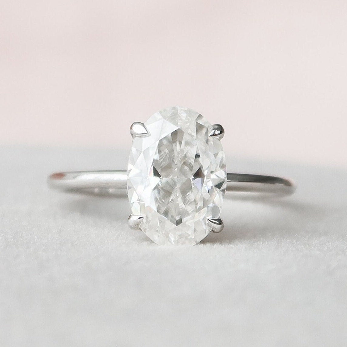 2.0 CT Oval Hidden Halo Moissanite Engagement Ring 4