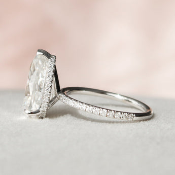 3.5 CT Pear Hidden Halo & Pave Setting Moissanite Engagement Ring 6