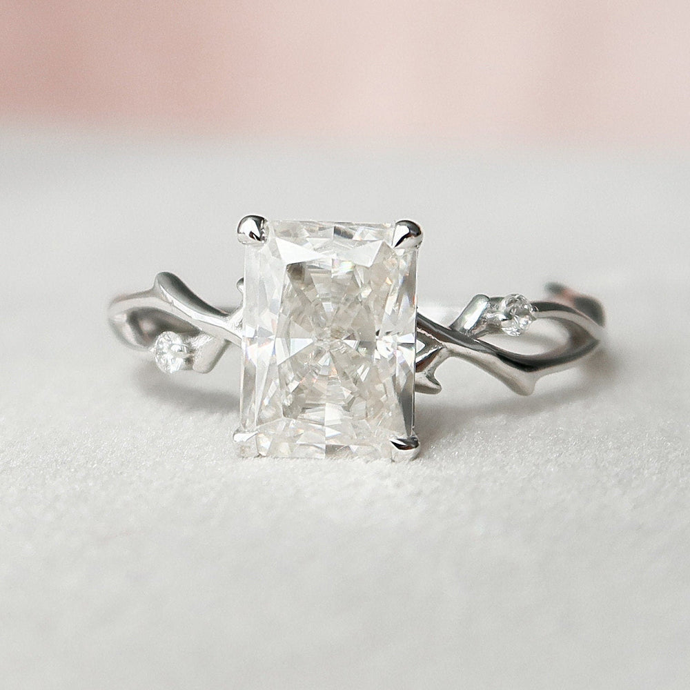 
                  
                    2.0 CT Radiant Solitaire & Twig Pave Moissanite Engagement Ring 6
                  
                