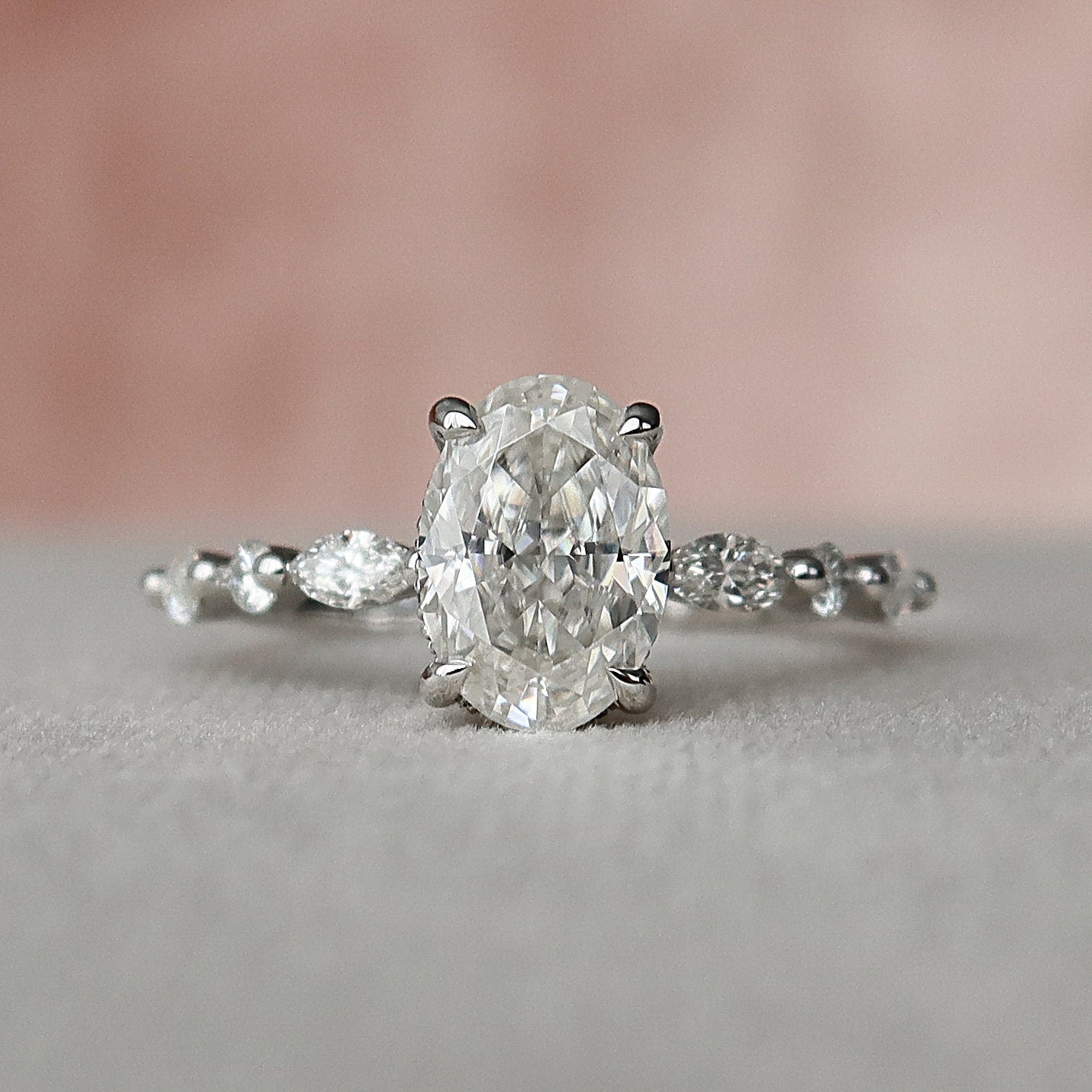 
                  
                    1.5 CT Oval Hidden Halo Pave Moissanite Engagement Ring 8
                  
                