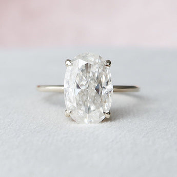 3.5 CT Oval Cut Solitaire Hidden Halo Moissanite Engagement Ring 9