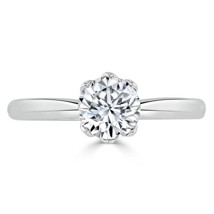 0.75 CT Round Cut Solitaire Moissanite Engagement Ring