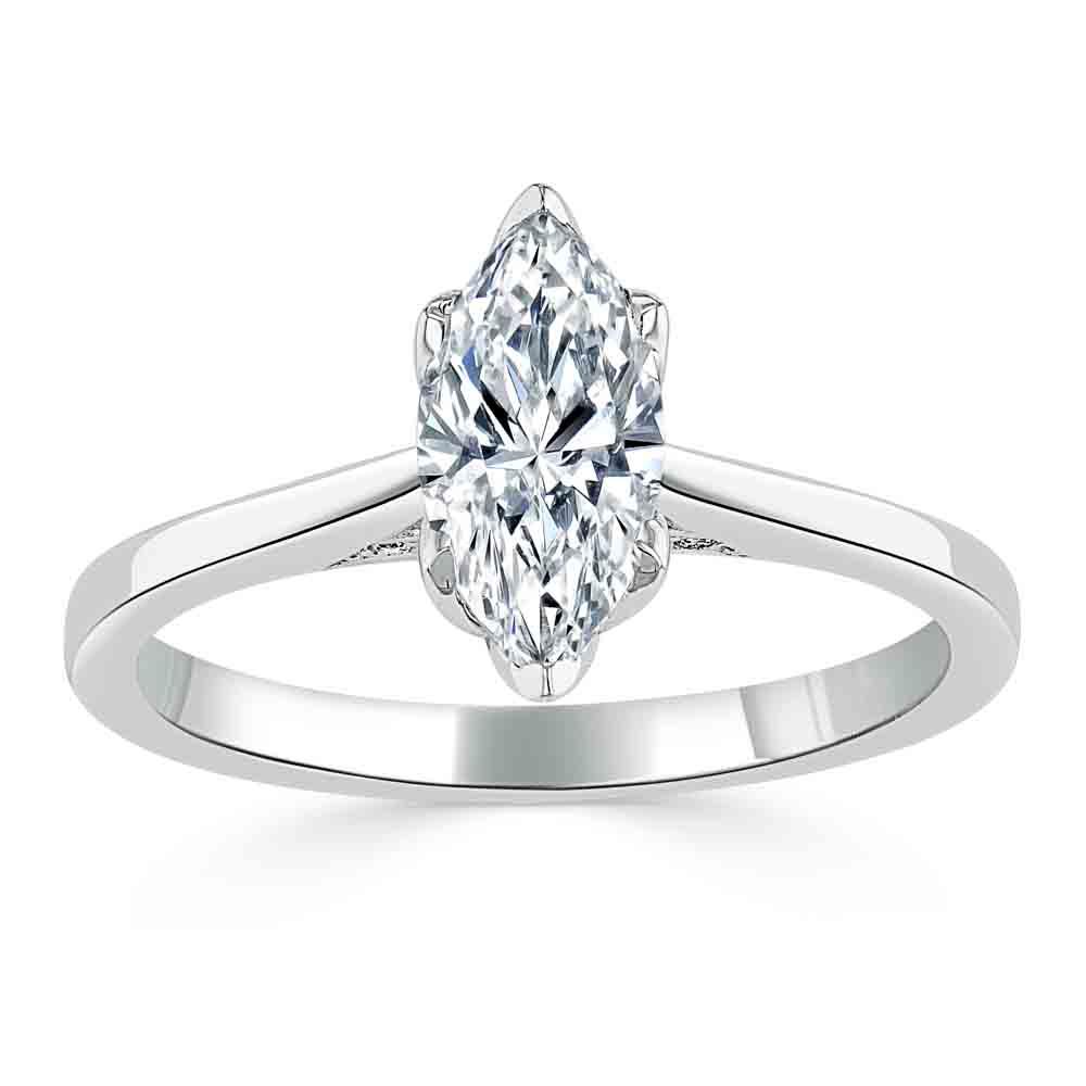 1.0 CT Marquise Cut Solitaire Moissanite Engagement Ring 2