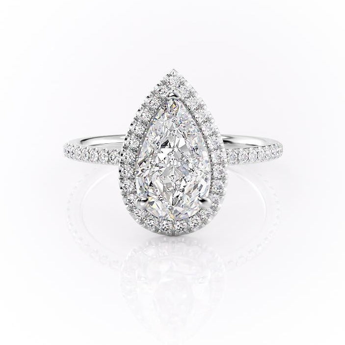 
                  
                    2.0 CT Pear Cut Halo Pave Moissanite Engagement Ring 10
                  
                