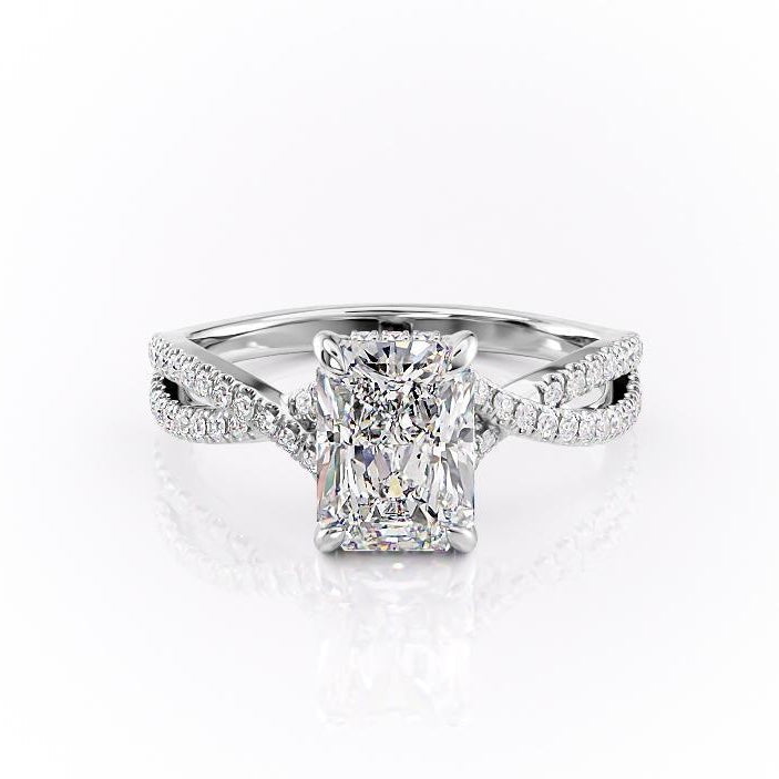 
                  
                    2.10 CT Radiant Solitaire Cross Over Pave Moissanite Engagement Ring 10
                  
                