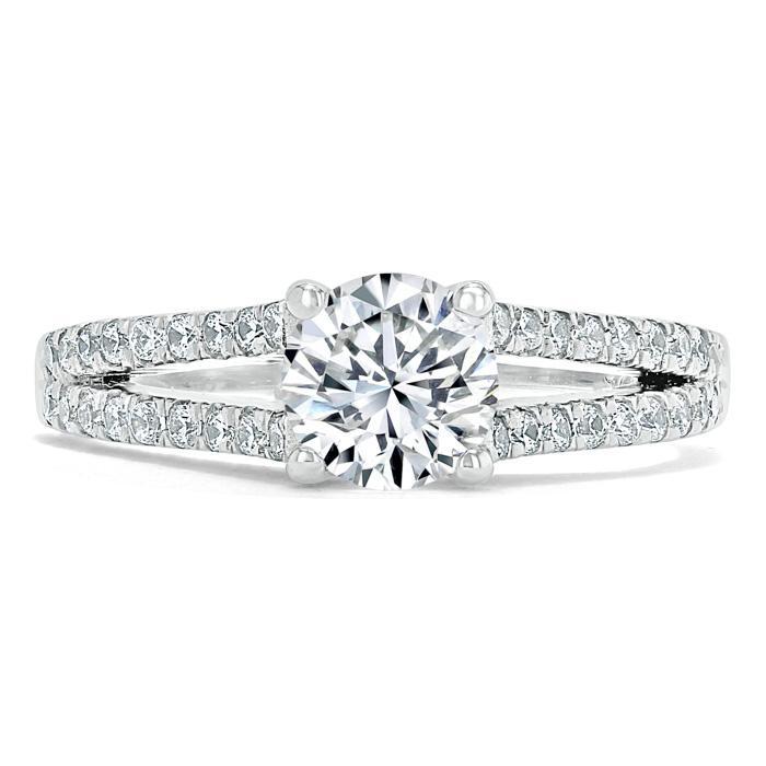 0.75 CT Round Cut Solitaire Split Shank Style Moissanite Engagement Ring 1